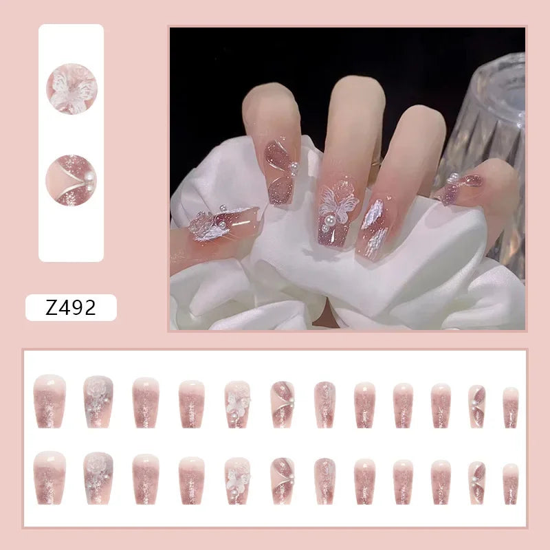 Pretty in Pink – 3D Floral Press-On Nails | Almond 🌸