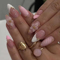 French Lover – 24-teilige Almond Press-On Nails mit Blumen