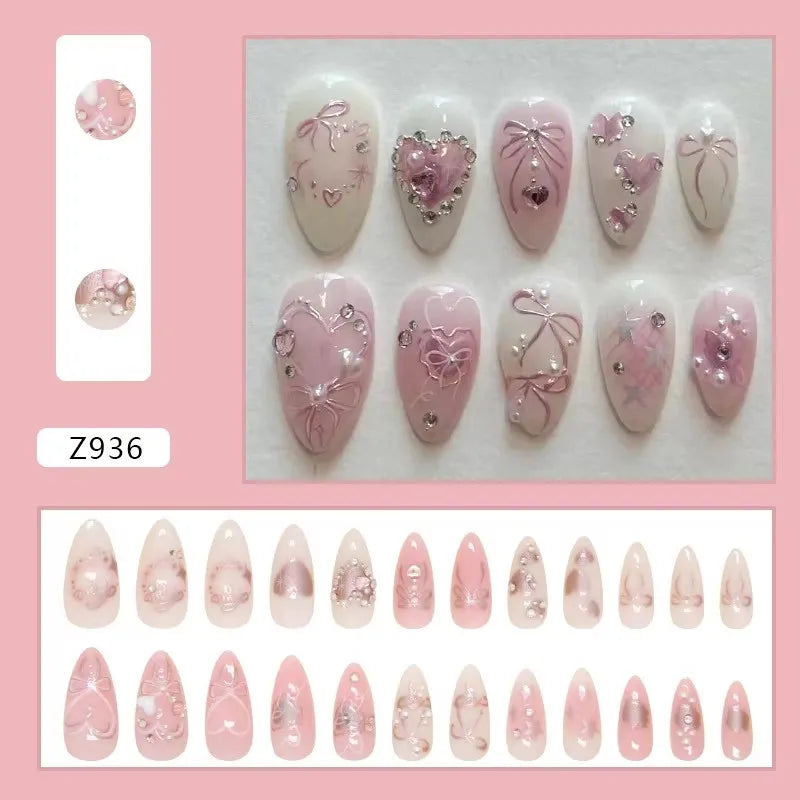 Pretty in Pink – 3D Floral Press-On Nails | Almond 🌸