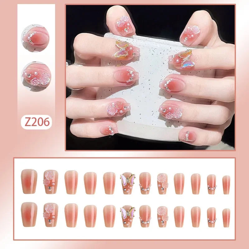 Pretty in Pink – 3D Floral Press-On Nails | Almond 🌸