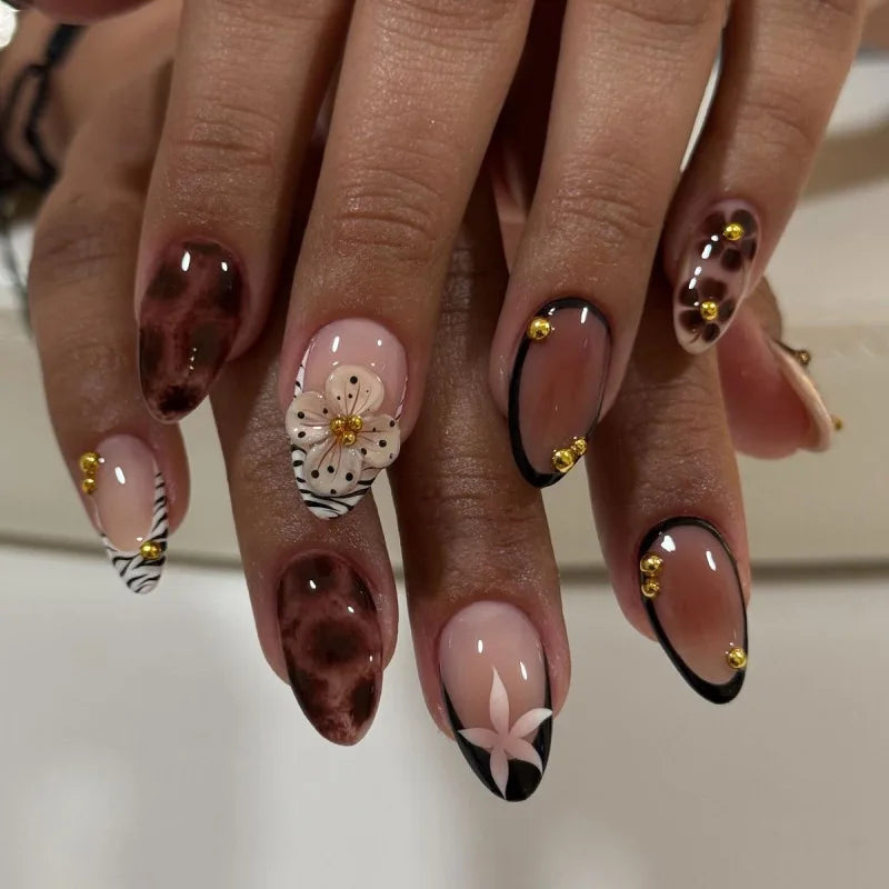 Brown Sugar – 3D Press-On Nails | Almond