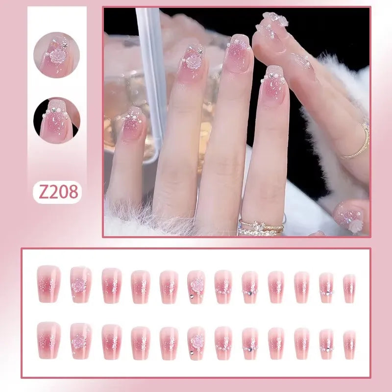 Pretty in Pink – 3D Floral Press-On Nails | Almond 🌸