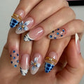 Blue Monday – 3D Press-On Nails | Almond
