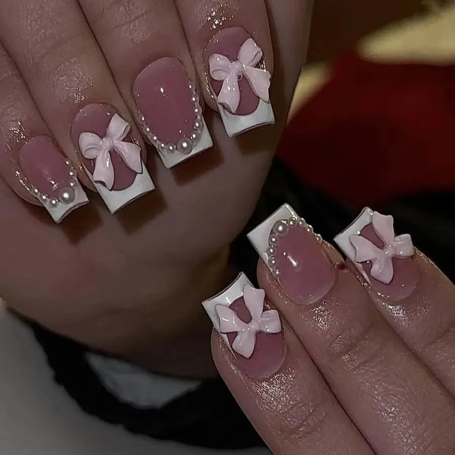Pretty in Pink – 3D Floral Press-On Nails | Almond 🌸