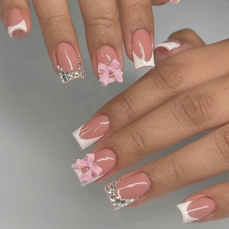 Pretty in Pink – 3D Floral Press-On Nails | Almond 🌸